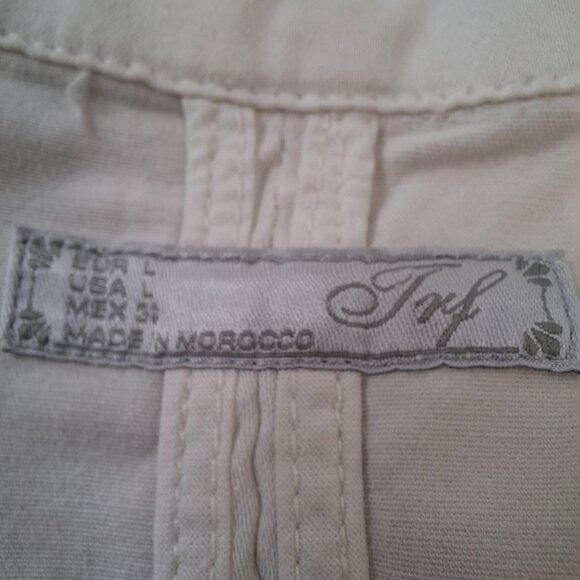 Vintage Soft White Babydoll Peplum Utility Jacket Sz L Cotton Cozy Casual - Picture 8 of 8